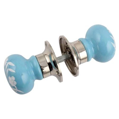 Turquoise Floral Mortice Handle 2.25